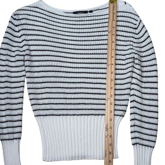 Theory Striped Boatneck Pullover Viscose Sweater - Picture 8 of 10